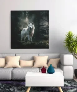 OEFE 1305 witte wolf dieren schilderij vierkant d