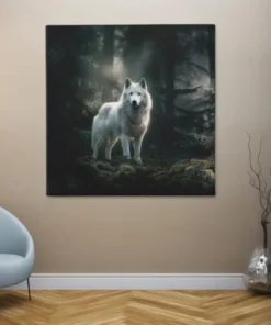 OEFE 1305 witte wolf dieren schilderij vierkant f