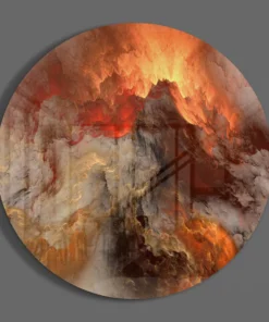 Alternative view of Ronde Glasschilderij Abstract Lava
