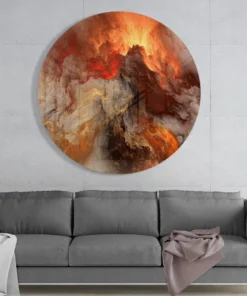 Ronde Glasschilderij Abstract Lava