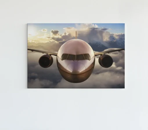 Vliegtuig boven de wolken Canvas schilderij