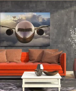 ALIVA 1498 vliegtuig boven de wolken canvas schilderij c