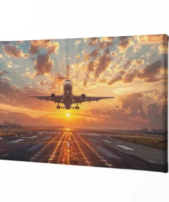 Alternative view of Canvas schilderij van een vliegtuig bij zonsondergang