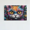 ALIVA 1500 canvas schilderij kleurrijk gezicht van een kat