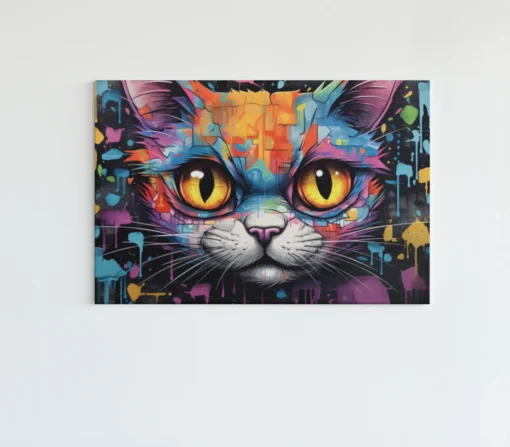 Canvas Schilderij Kleurrijke gezicht van een kat