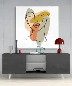 Line Art Vrouw Glasschilderij