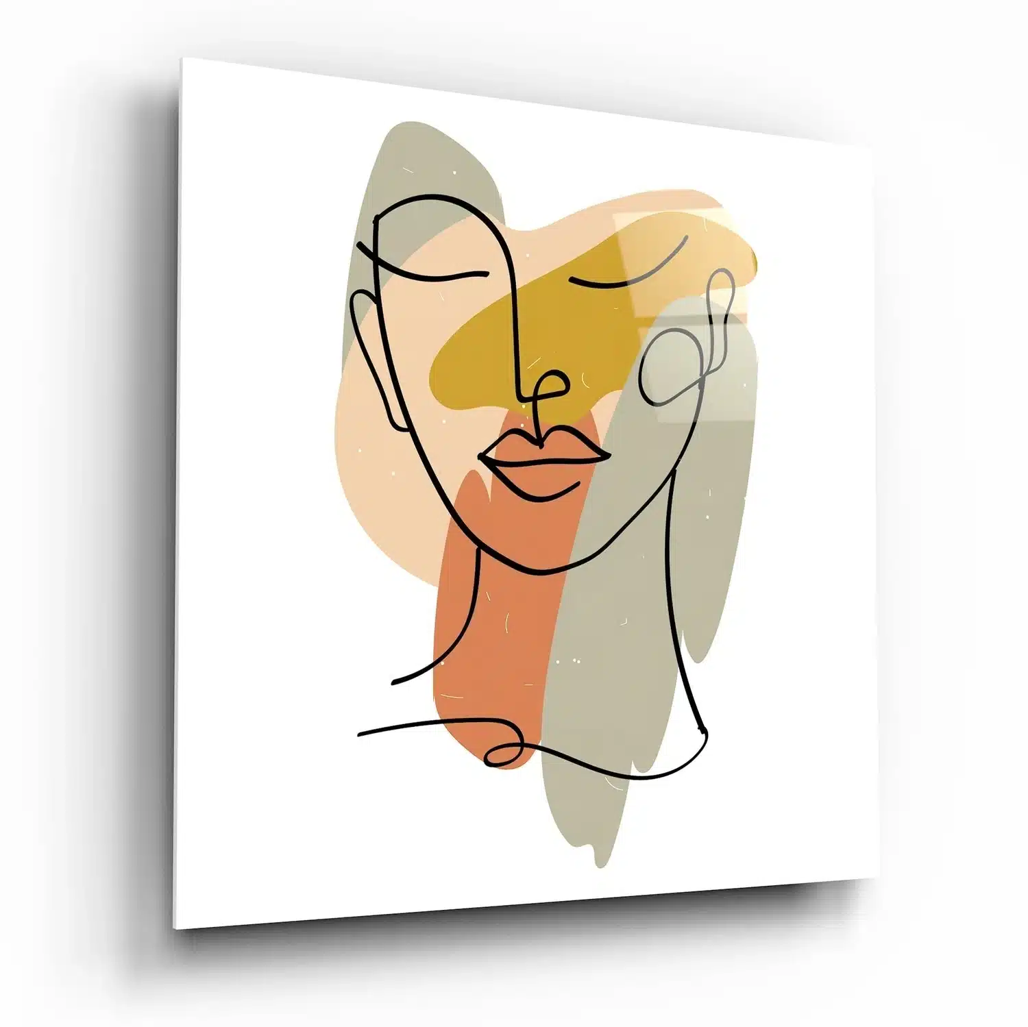 Line Art Vrouw Glasschilderij
