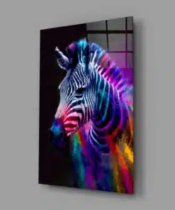 dsg 8026 a moderne zebra kleurrijk schilderij op glas