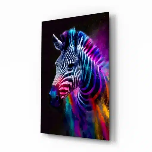Moderne zebra Kleurrijk schilderij op glas
