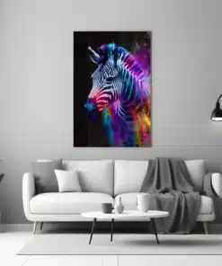 dsg 8026 e moderne zebra kleurrijk schilderij op glas