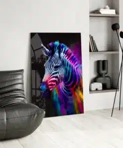 dsg 8026 f moderne zebra kleurrijk schilderij op glas