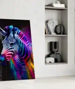 dsg 8026 g moderne zebra kleurrijk schilderij op glas