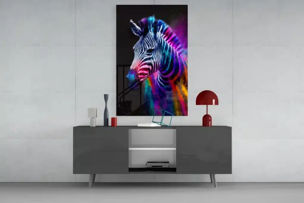 dsg-8026_moderne-zebra-kleurrijk-schilderij-op-glas