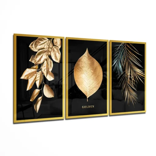 Groot Schilderij Op Glas Gouden Tinten