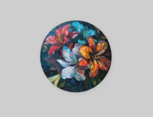 Bloemen Muurcirkel | Rond Schilderij Print Op Dibond