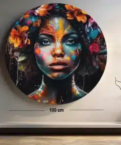 SOLIVA 1010 rond schilderij vrouw muurcirkel print op dibond b