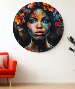 SOLIVA 1010 rond schilderij vrouw muurcirkel print op dibond c
