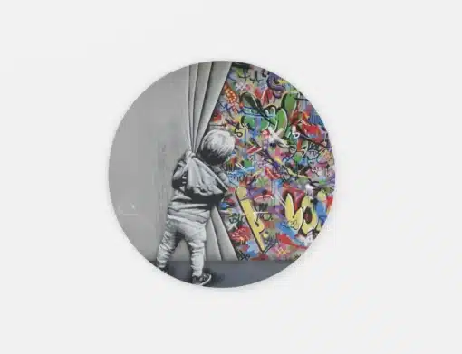 Banksy Graffiti Muurcirkel | Rond Schilderij Print Op Dibond