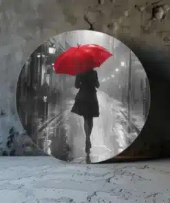 vrouw-met-rode-paraplu-muurcirkel-print-op-dibond-b