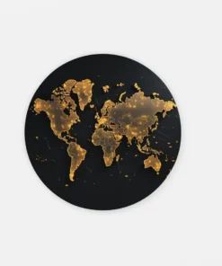 Wereldkaart Muurcirkel Print op Dibond