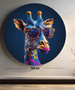SOLIVA 1016 coole giraffe muurcirkel rond schilderij print op dibond a