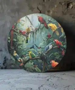 Alternative view of Muurcirkel met Kleurrijke Tropische Vogels