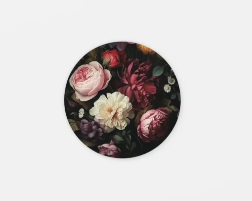 Rond Schilderij Bloemen print op dibond