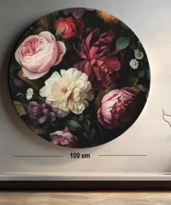 SOLIVA 1024 muurcirkel bloemen rond schilderij print op dibond c