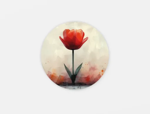 Rode Tulp Muurcirkel Print Op Dibond
