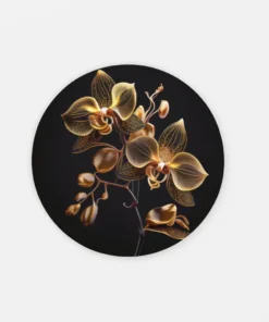 Gouden Orchidee Muurcirkel Print op Dibond