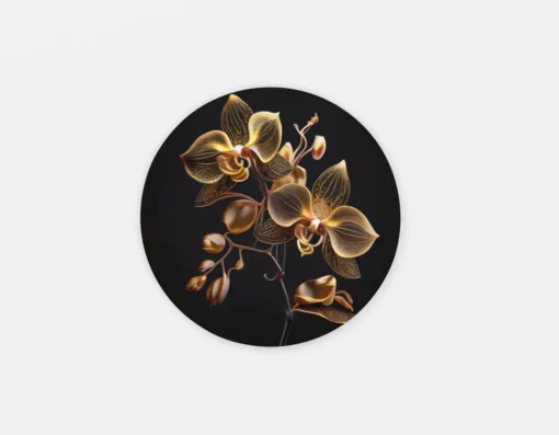 Gouden Orchidee Muurcirkel Print op Dibond