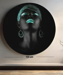 SOLIVA 1032 afrikaanse vrouw met turkooizen make up muurcirkel c