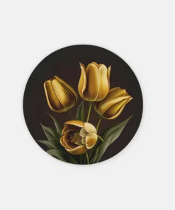 Gele Tulpen Muurcirkel Op Dibond