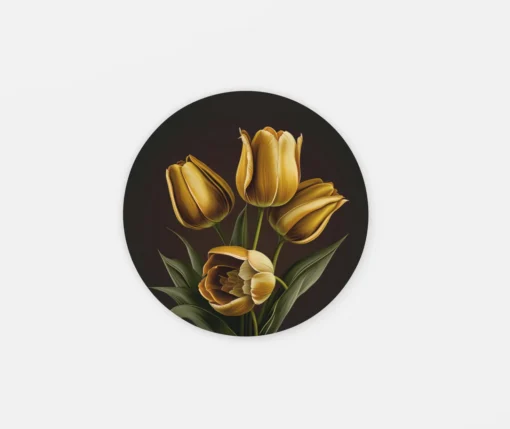 Gele Tulpen Muurcirkel Op Dibond