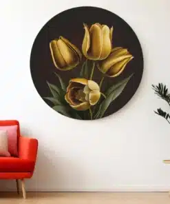 SOLIVA 1040 gele tulpen muurcirkel op dibond a