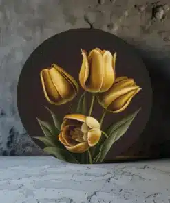 gele-tulpen-muurcirkel-op-dibond-b