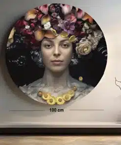 SOLIVA 1041 vrouw met bloemen muurcirkel print op dibond b