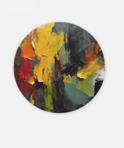 Rond Schilderij Op Dibond Abstract Kleurrijk