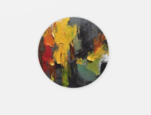 Rond Schilderij Op Dibond Abstract Kleurrijk