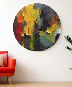 SOLIVA 1046 rond schilderij op dibond abstract kleurrijk c
