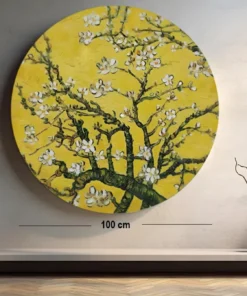 SOLIVA 1050 amandelbloesem rond schilderij op dibond