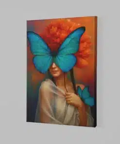 ALIVA 1150 vrouw met blauwe vlinders canvas schilderij a
