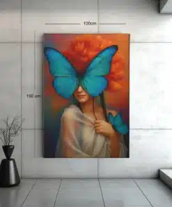 ALIVA 1150 vrouw met blauwe vlinders canvas schilderij c