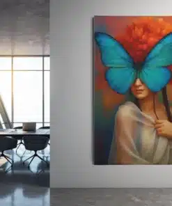 ALIVA 1150 vrouw met blauwe vlinders canvas schilderij d