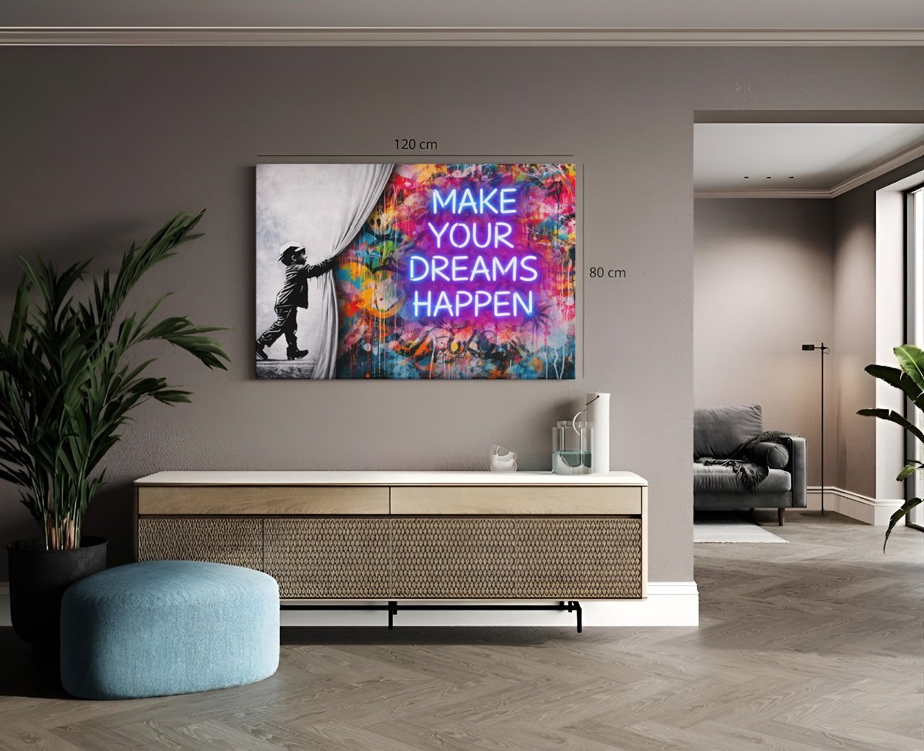 Graffiti Gordijn Canvas Schilderij - Afbeelding 4