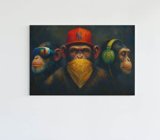 De Drie Apentrots Canvas Schilderij