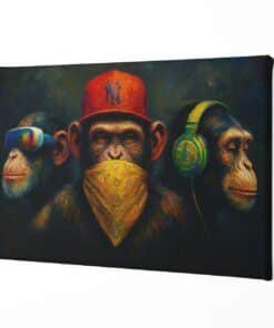 ALIVA 1236 de drie apentrots canvas schilderij a