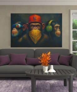 ALIVA 1236 de drie apentrots canvas schilderij b