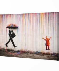 ALIVA 1238 banksy kleurrijke regen canvas schilderij a