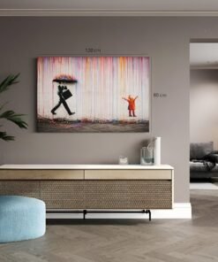 Banksy Kleurrijke Regen Canvas Schilderij